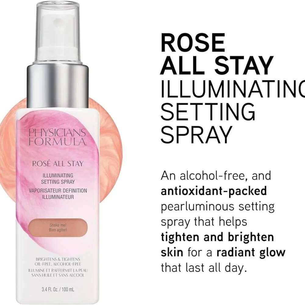 Physicians Formula Rose All Stay Illuminating Setting Spray, Brand New, 3.4 oz.